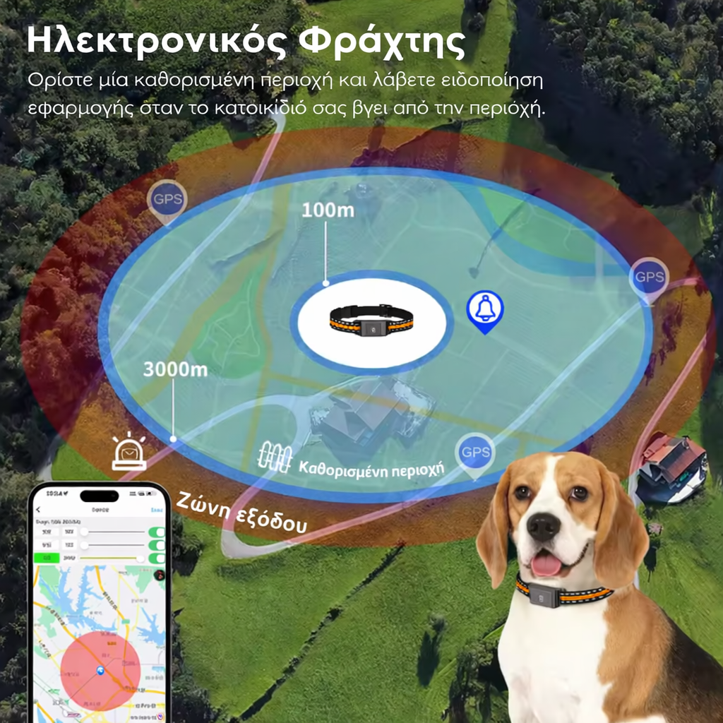 GPS Κολάρο Κατοικιδίων Tracker IP67 Αδιάβροχο Real Time