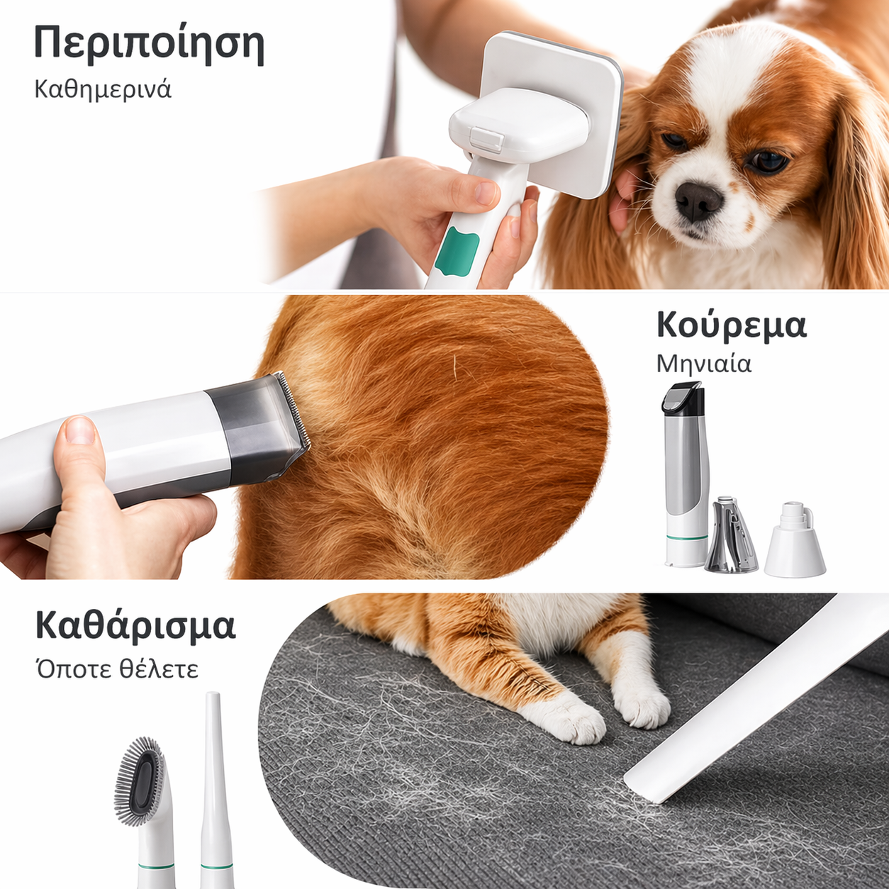 Σετ Καλλωπισμού Κατοικιδίων με Ηλεκτρική Σκούπα & Στεγνωτήρα